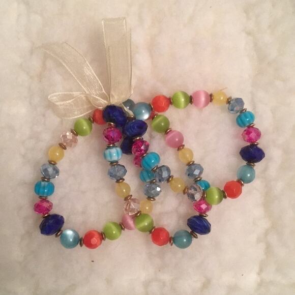 NWOT Colorful Beaded Bracelet Trio - Picture 2 of 2
